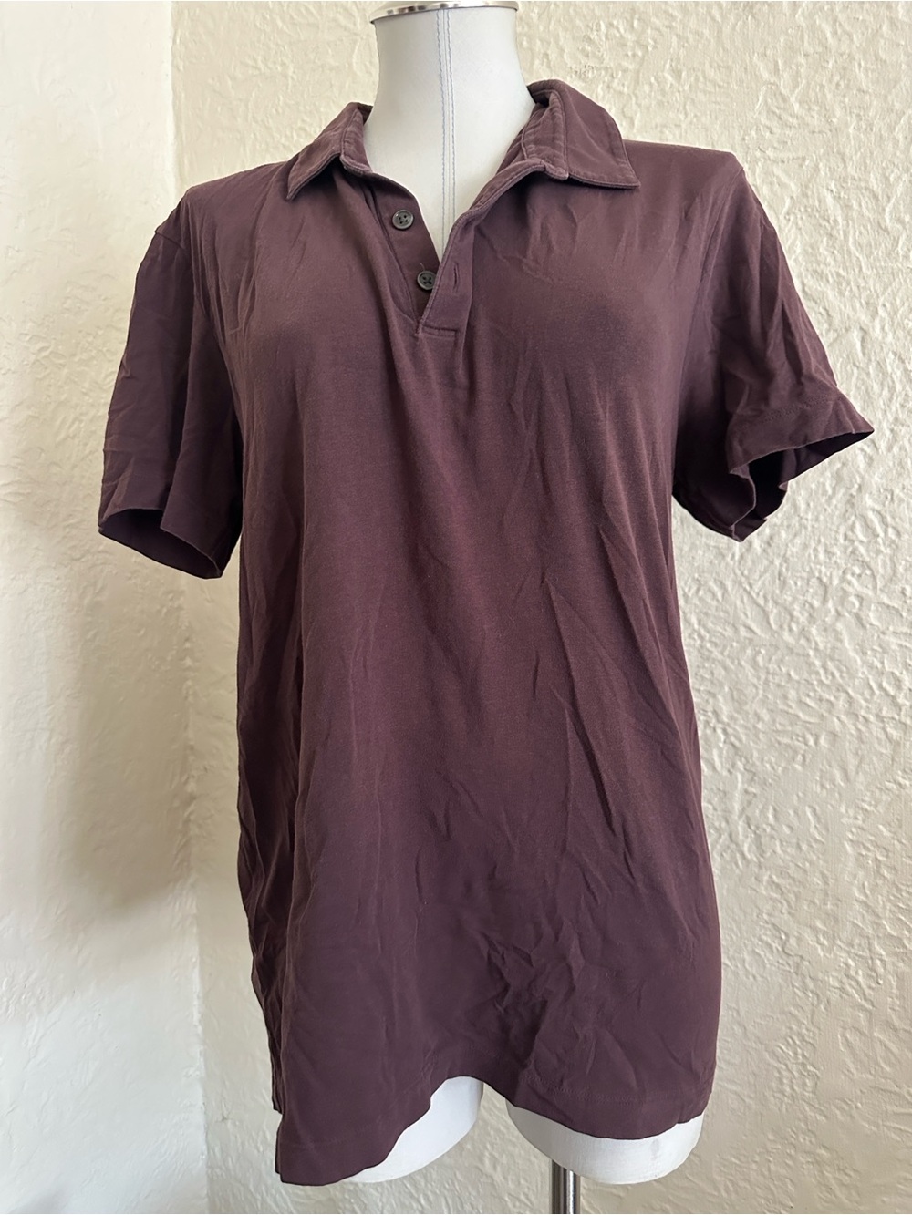 Theory Bron B Cardasis Eggplant Brown Plum Polo Shirt Large